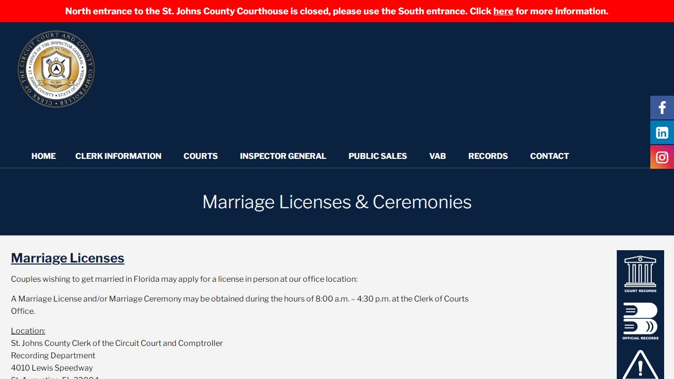 Marriage Licenses & Ceremonies - St. Johns County Clerk of Court