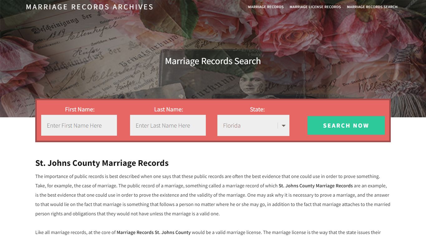 St. Johns County Marriage Records